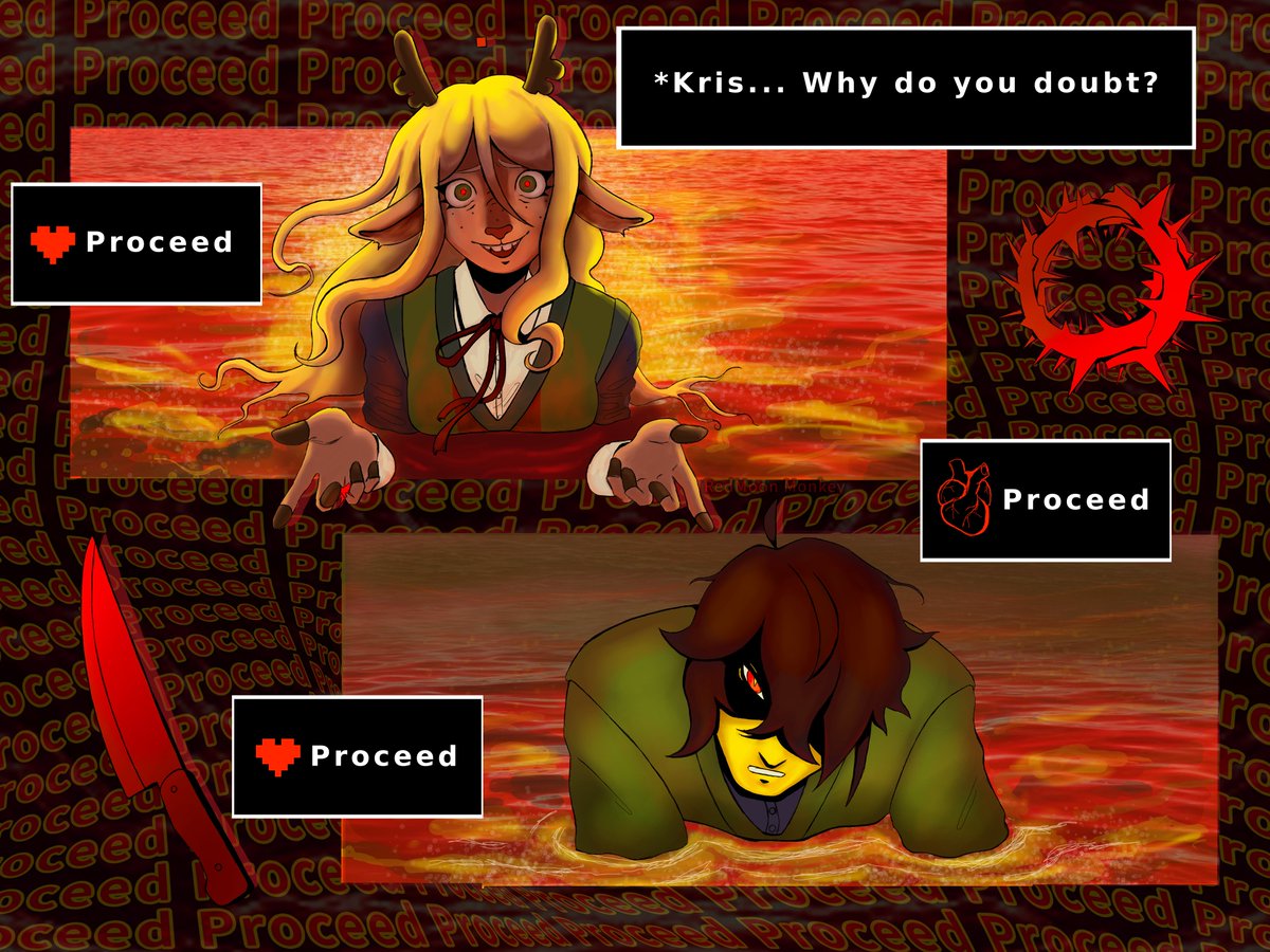 RedMoon_Monkey's tweet photo. "Kris, don't hesitate."

#deltarune , #Wierdroute , #noelle , #kris https://t.co/0zkbdkIDFk