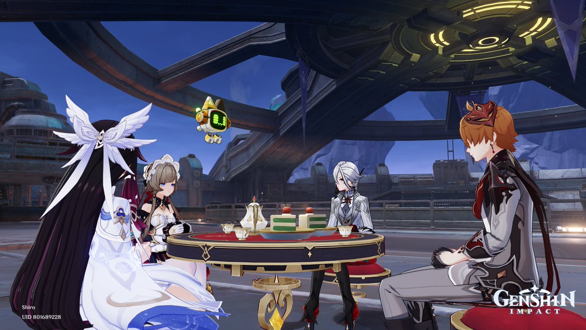 clydexdm's tweet photo. Sandrone unique tea party quest is really interesting. Who would have thought Fagio is stronger than Pulonia. #GenshinImpact https://t.co/rMAejCrDHH