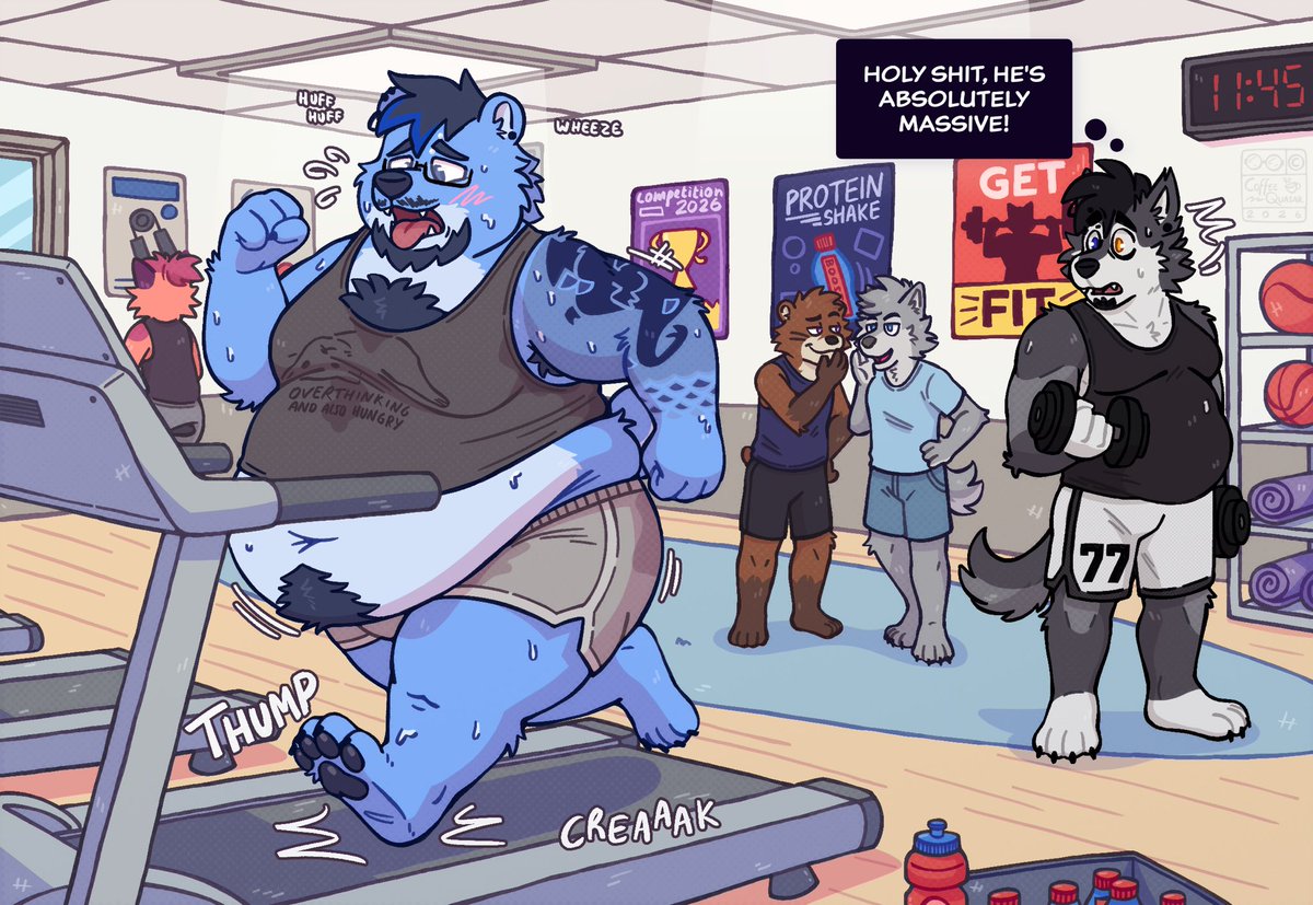 biggerbluebur's tweet photo. Funny to know I met boyfriend in the gym…. I think this is a good accurate portrayal 🐻‍❄️🩵🐺

🎨: @coffeequasart (ych) https://t.co/2U9nYXAM4p