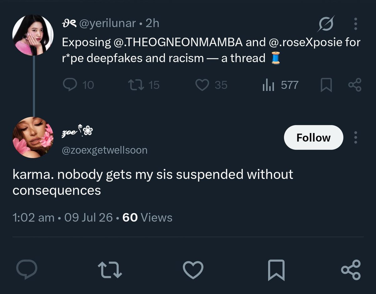 OGNEONMAMBA's tweet photo. They also made deepfakes of my rei pfp and their accounts got sussed, miserable losers https://t.co/859e3UHdo9