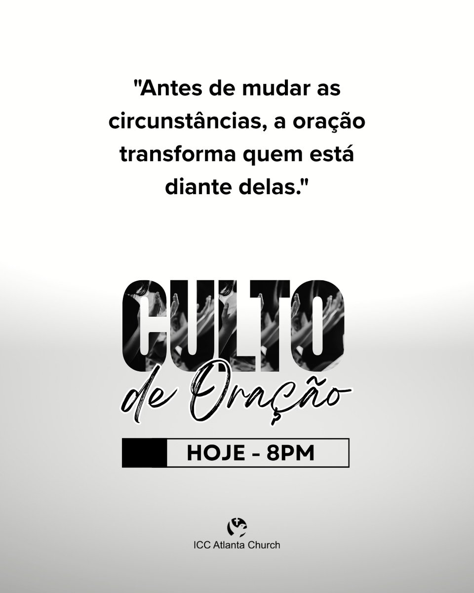 AtlantaIcc's tweet photo. Venha para o culto de oração. Talvez a resposta que você tanto espera não comece com uma mudança ao seu redor, mas com a transformação que Deus deseja realizar em seu coração. Há um lugar preparado para você na presença do Senhor. 🙏

#oração #cultodeoração #iccatlantachurch https://t.co/VkMjftTsea