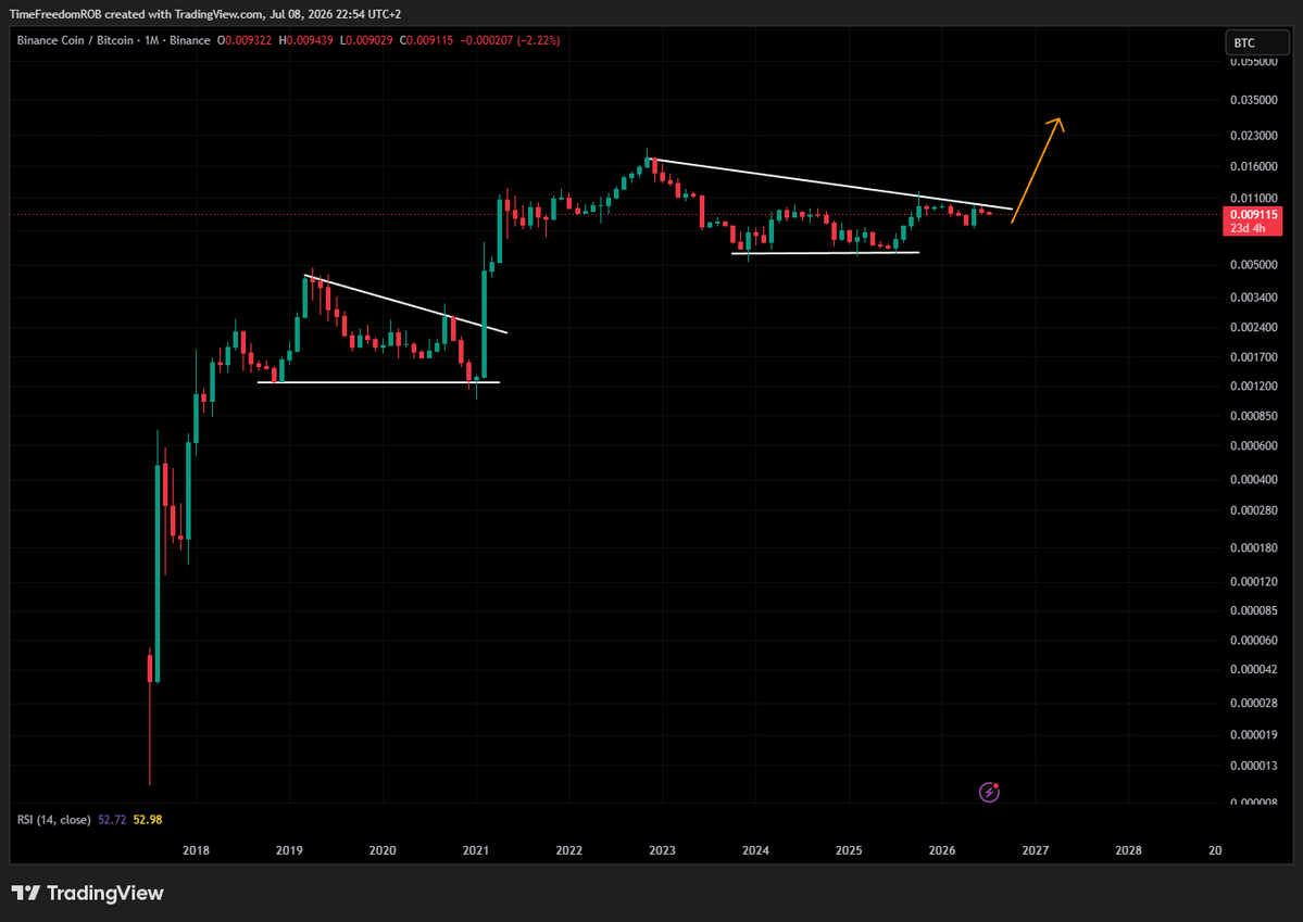 TimeFreedomROB's tweet photo. One of the best performers vs BTC 

$BNB/BTC 1M https://t.co/sLH5Ay8XvX