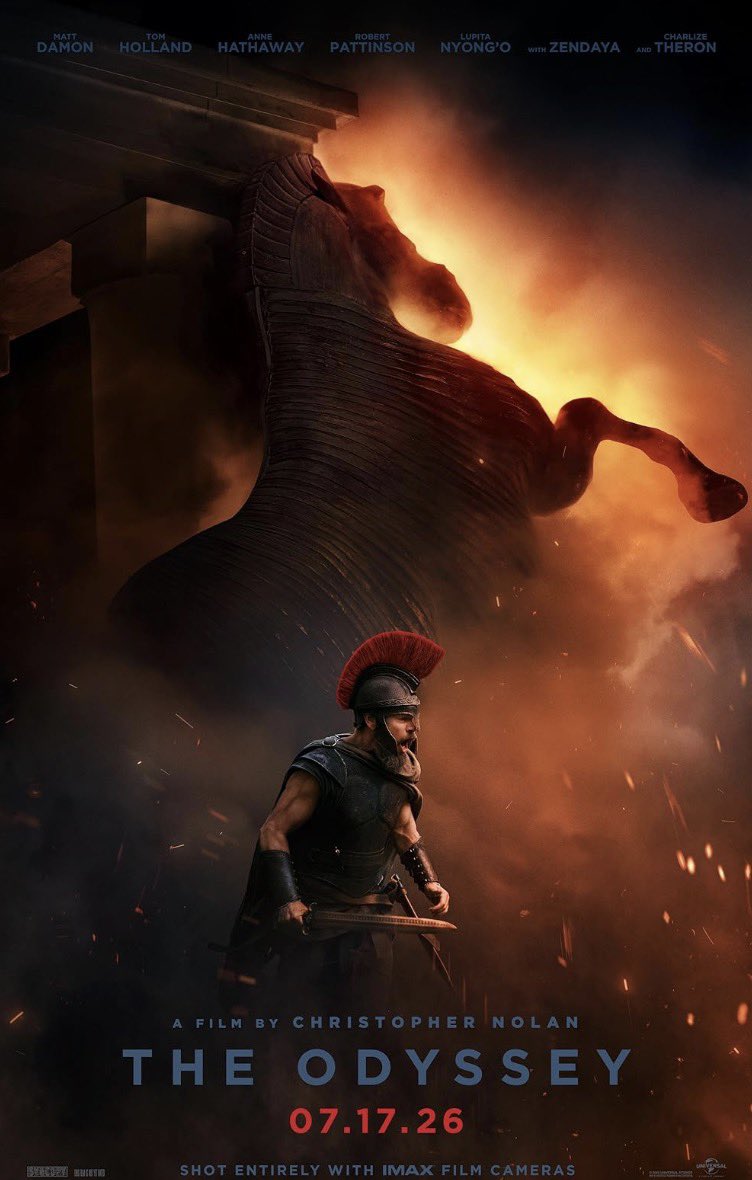 Cinefilodealma's tweet photo. Las primeras críticas califican a “The Odyssey” (2026) como una nueva obra maestra de Christopher Nolan, destacando, entre muchas cosas, sus actuaciones, su música y su fotografía.

#cine #cinema #peliculas #films #movies #cinefilos #cinefilia #ChristopherNolan #TheOdyssey https://t.co/AxXGs7TAcm