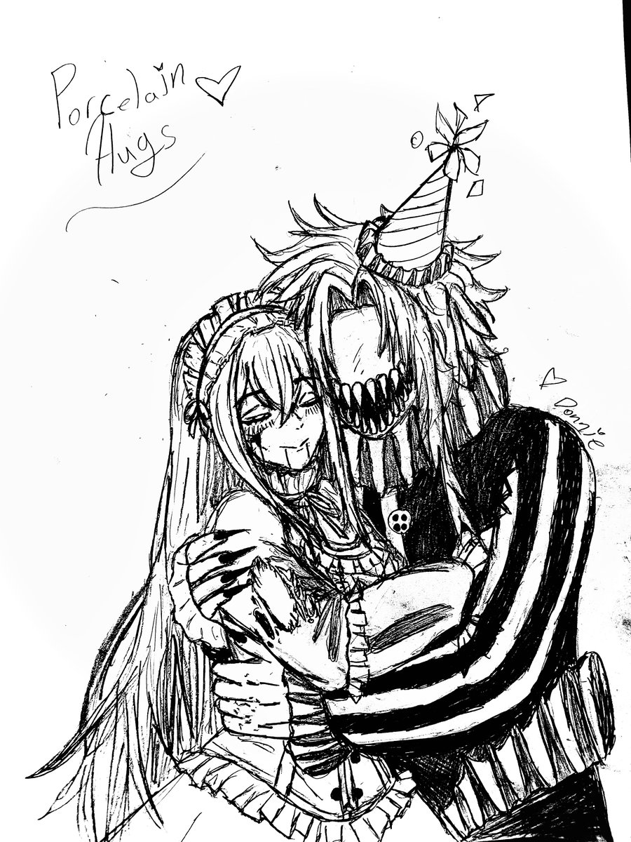 Rand0_Clown's tweet photo. Also took my time to make a drawing look good while chillin in therapy this past week :3 i love hugs!  ty Joel for being one of my comfort streamers! BIG LOVE
#PorcelainMade https://t.co/MS88Gb4N3a