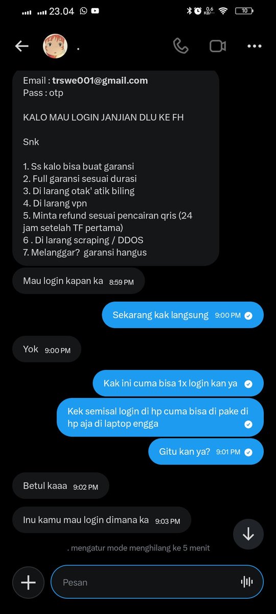 Hapinduts_'s tweet photo. Sebenernya udah janggal dari sini kenapa kok tetiba di matikan pesannya padahal cuma nunggu kode otp kok ya mbulet banget😭😭 https://t.co/TMptRMFoBt