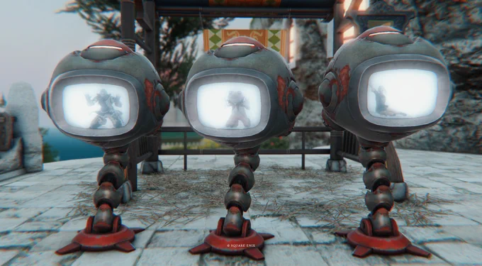 FF14 しんくーCWLSのみんなとスクショ撮ってあそんだ～ ばななさんの無人島やけだまちゃんハウスにもお邪魔して楽しかった! エモート合わせてスクショ撮るの得意人間です、よろしくお願いします(1枚目)
