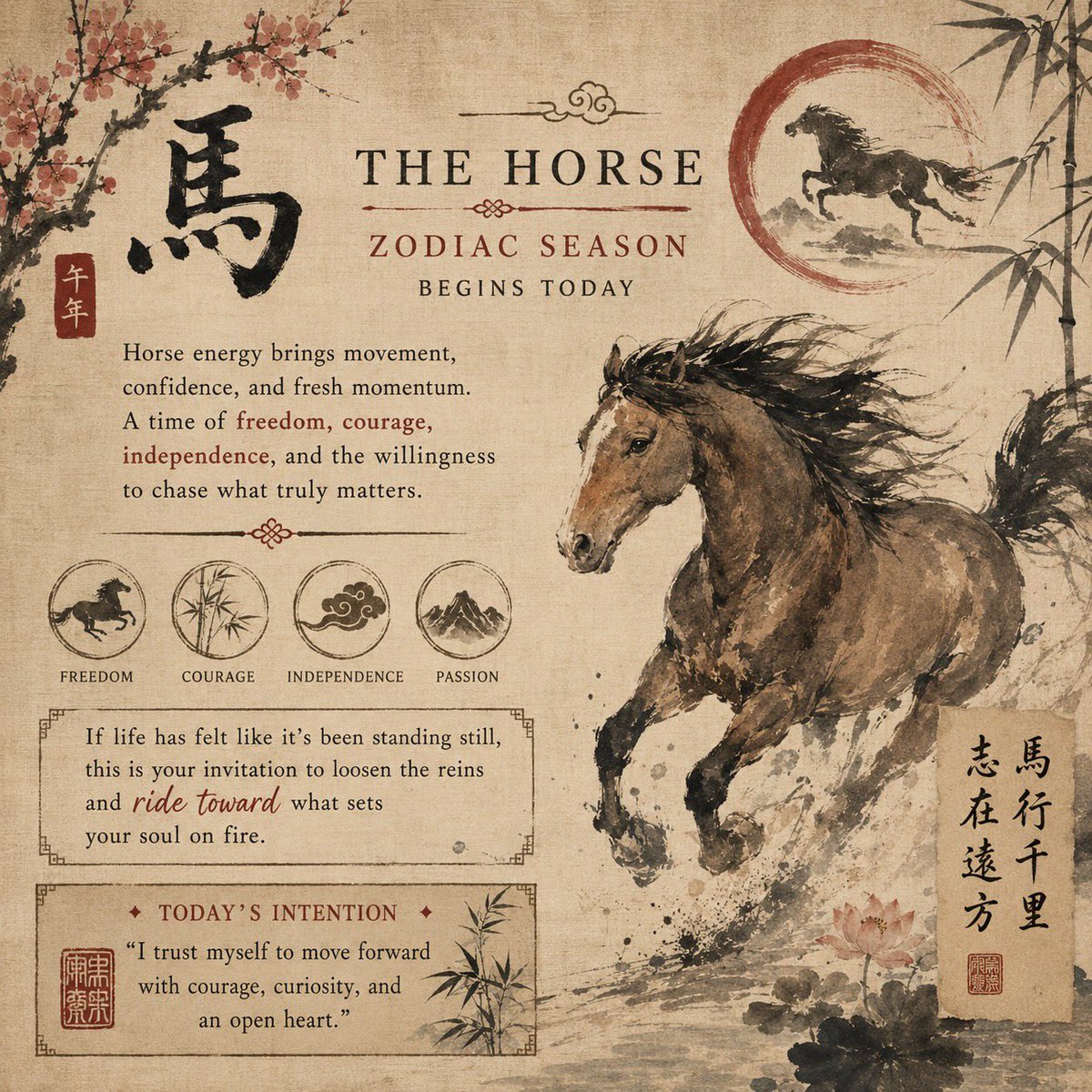 RolaEssence's tweet photo. 🐎 Horse Zodiac season begins today! A fresh cycle of courage, freedom, and forward movement is here. Trust your instincts, take that first step, and let this season inspire you to chase what truly matters. 🌿✨ #HorseZodiac #ChineseZodiac #RolaEssence https://t.co/MwqP0f6ykU