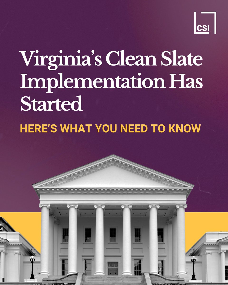 CleanSlate_Init's tweet photo. ⚙️ Virginia's Clean Slate Act has entered its implementation phase.

Starting last week, eligible Virginians gained access to new pathways to record sealing for the first time in the Commonwealth's history. https://t.co/WbAUfLhfYw