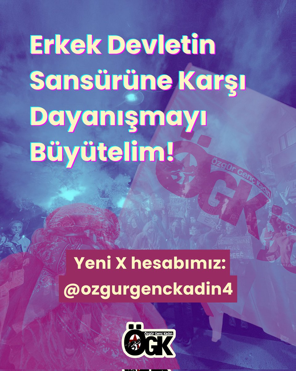 ozgurgenckadin4's tweet photo. Yeni X hesabımızdır.

Erkek devletin sansürüne karşı dayanışmayı büyütelim! https://t.co/Hf1pc25aly