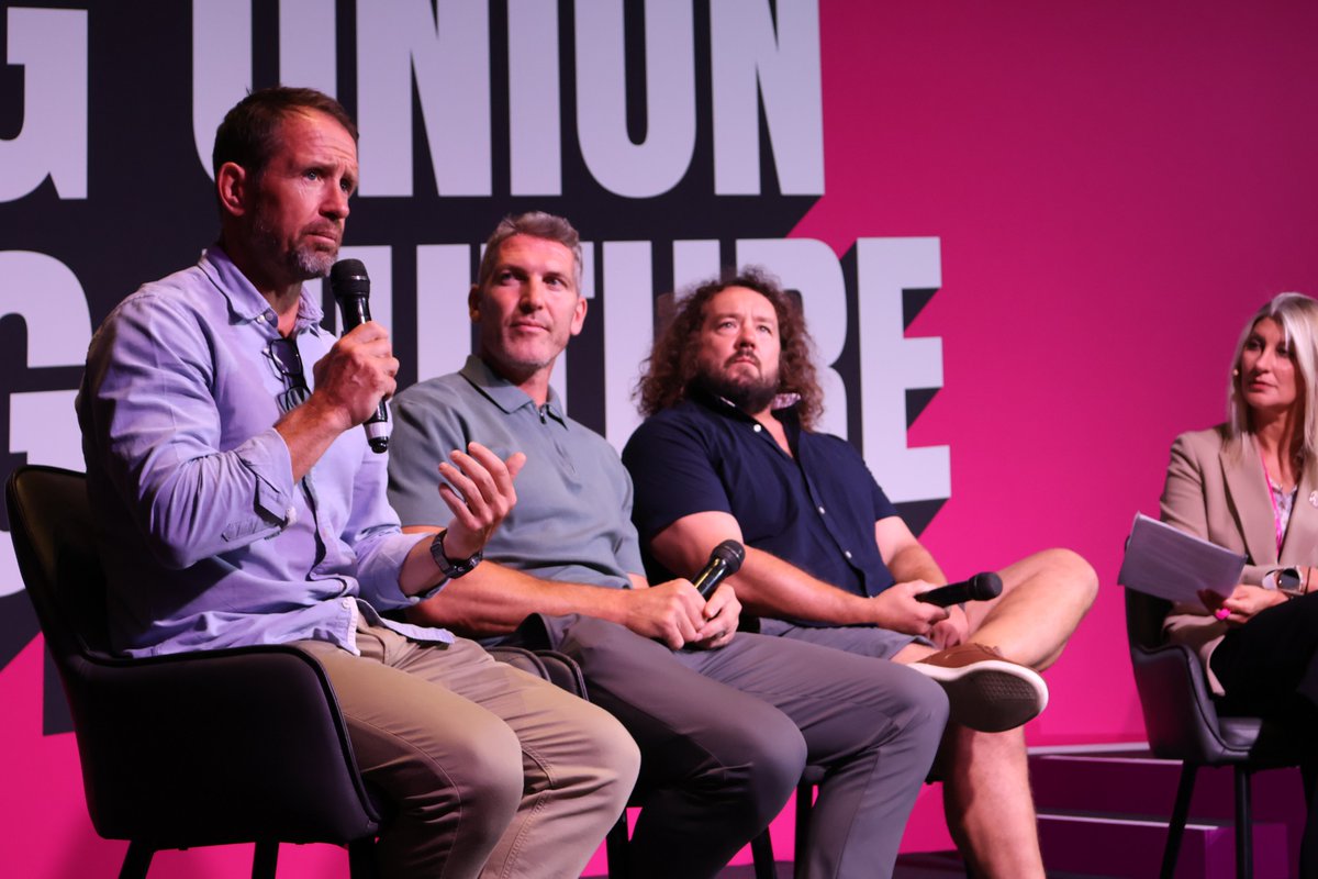 CommunityUnion's tweet photo. ๐ ๐ด๓ ง๓ ข๓ ท๓ ฌ๓ ณ๓ ฟ Our #StrongUnionStrongFuture Conference heard from Wales and British & Irish Lions legends Shane Williams, James Hook and Adam Jones today.
The trio talked through their illustrious careers, from their early years with @neathrfc and @ospreys to grand slam triumphs with Wales.
They also reflected on leadership and teamwork, and the values which have shaped them on and off the field.
Diolch/Thank you @ShaneWilliams11, James & Adam! ๐