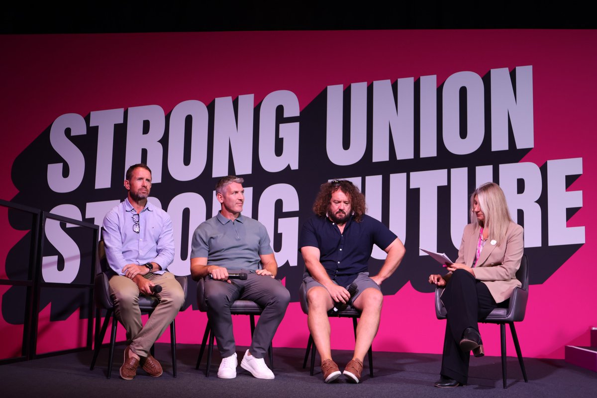 CommunityUnion's tweet photo. ๐ ๐ด๓ ง๓ ข๓ ท๓ ฌ๓ ณ๓ ฟ Our #StrongUnionStrongFuture Conference heard from Wales and British & Irish Lions legends Shane Williams, James Hook and Adam Jones today.
The trio talked through their illustrious careers, from their early years with @neathrfc and @ospreys to grand slam triumphs with Wales.
They also reflected on leadership and teamwork, and the values which have shaped them on and off the field.
Diolch/Thank you @ShaneWilliams11, James & Adam! ๐