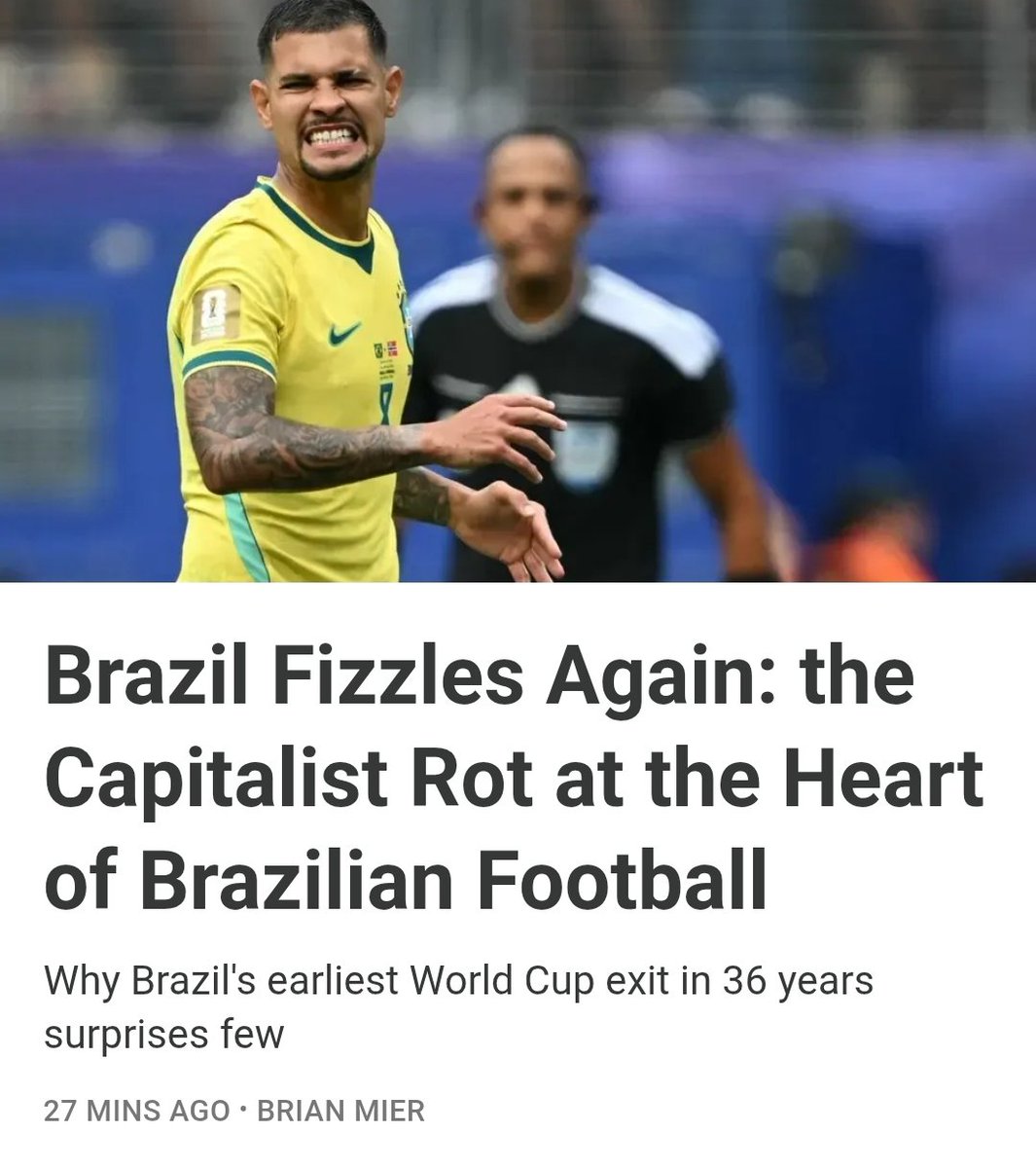 BrianMteleSUR's tweet photo. I moved to Brazil in 1991 and this was my 9th World Cup here. I've witnessed the decline of Brazilian football 1st hand. There's no magic fix, but looking at the structural problems is a good first step. My contribution to the debate, from a fan's perspective, is linked below. https://t.co/4x18nZSQwG