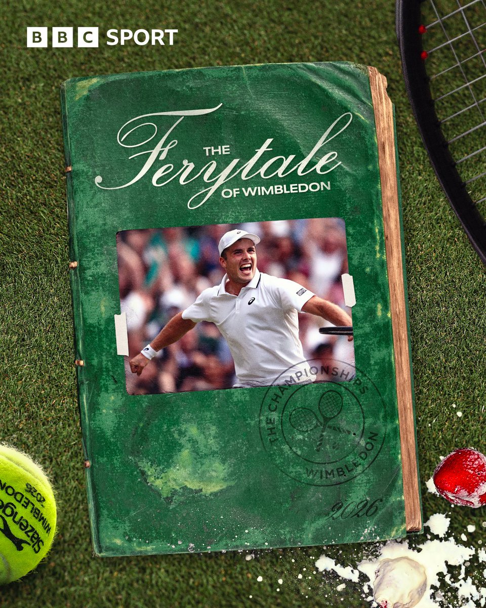 BBCSport's tweet photo. THE FERYTALE OF WIMBLEDON GOES ON! ✨

Arthur Fery becomes the first British wildcard to reach the semi-finals of a Grand Slam in the Open Era 🤩🇬🇧

He's beaten ninth seed Flavio Cobolli in straight sets 🤯 https://t.co/M98F6P168D