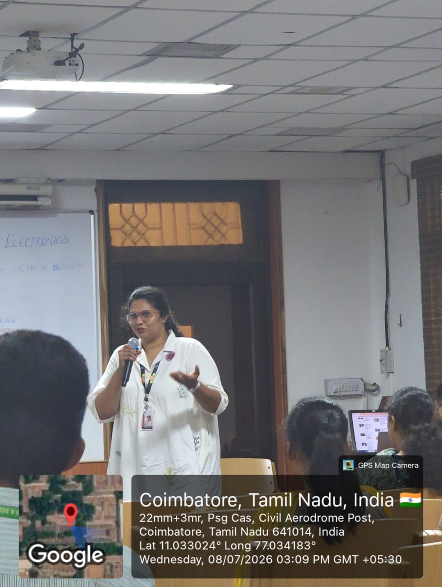 PSGCAS1's tweet photo. PSGCAS|Department of Electronics (Aided), in association with the Institution's Innovation Council, proudly organized a Guest Lecture on "Innovation and Entrepreneurship in ERP, AI &amp; Business Technology," held at Sangamam Hall on 08.07.2026.
#iic #iicpsgcas #mic #innovationcell https://t.co/X2T4qvBKHs