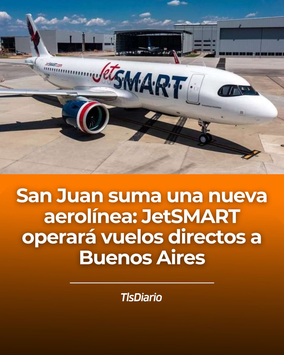 Telesol5sj's tweet photo. JetSMART empezará a operar en San Juan desde el 19 de noviembre. La ruta directa con Buenos Aires tendrá 5 frecuencias semanales y pasajes desde hoy a las 13, con tarifas promocionales desde $39.100 por tramo. #SanJuan #JetSMART https://t.co/R1osZw47Ba