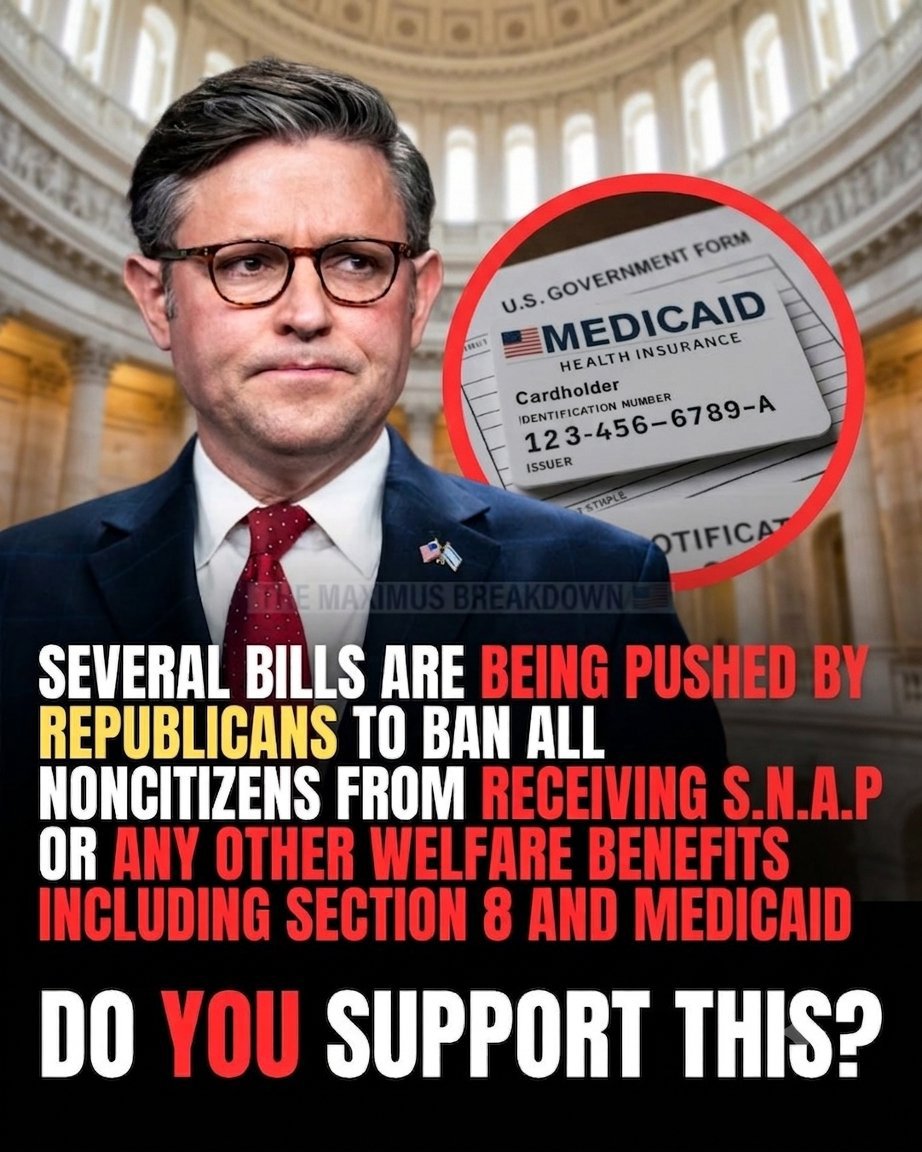 Americanvalue1s's tweet photo. Republicans are pushing a number of bills that would prohibit noncitizens from receiving S.N.A.P. or any other welfare benefits, such as Section 8 and Medicare.

 DO YOU AGREE WITH THIS? 

            A. Yes     B. No https://t.co/mlgbemq5yw