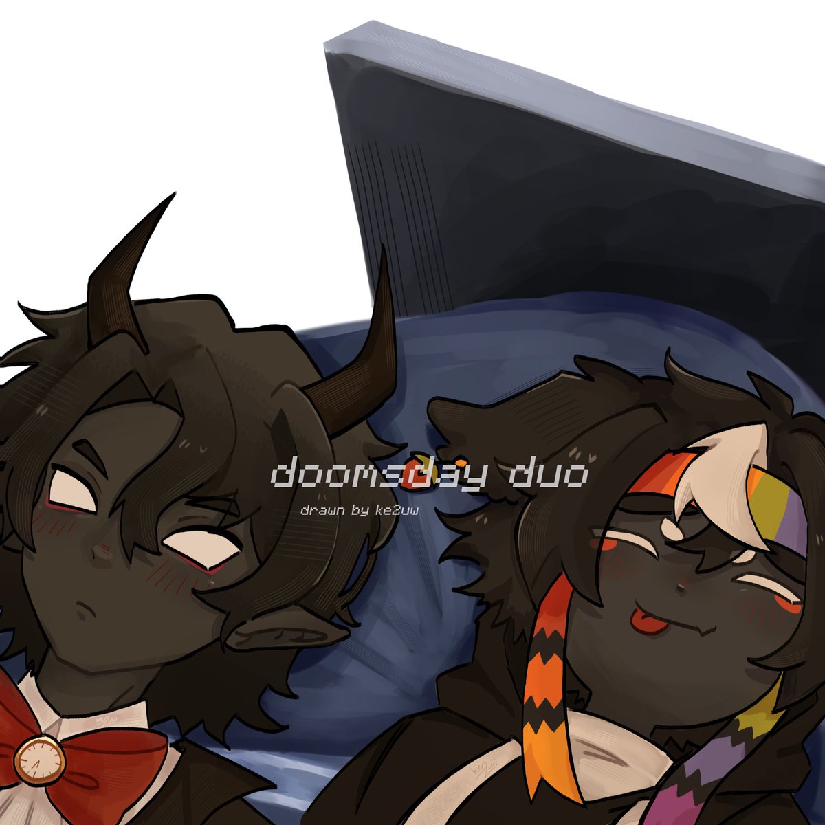 ke2uw's tweet photo. DAY 3: Doomsday duo o_0
does anyone know this album cover heh..
#spokeisherefanart #minutetechfanart https://t.co/FLvergpbr6