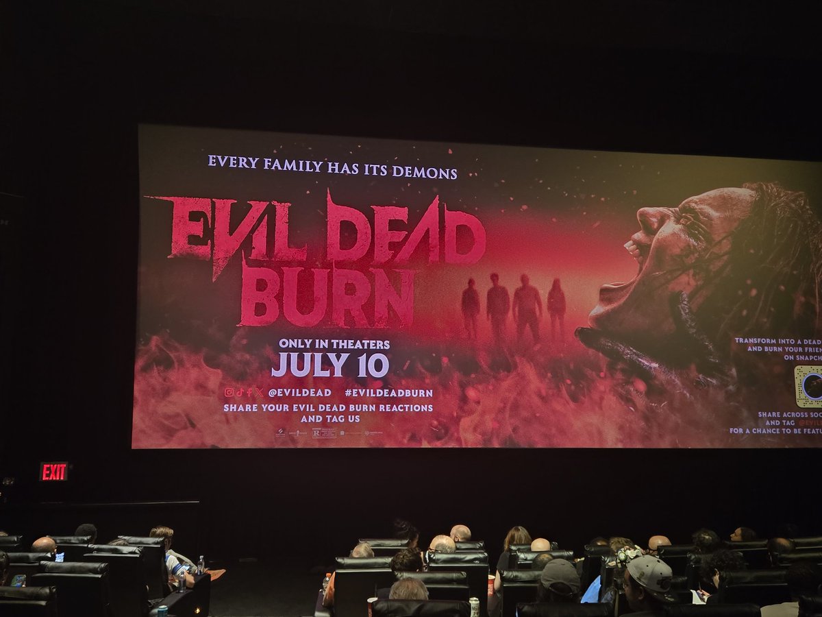 Bob12344y's tweet photo. My review of #EvilDeadBurn it was unchained with a story that feels like resident evil biohazard the cast was good the camera work was chief kiss some intense shots https://t.co/3tAPKWfBiu