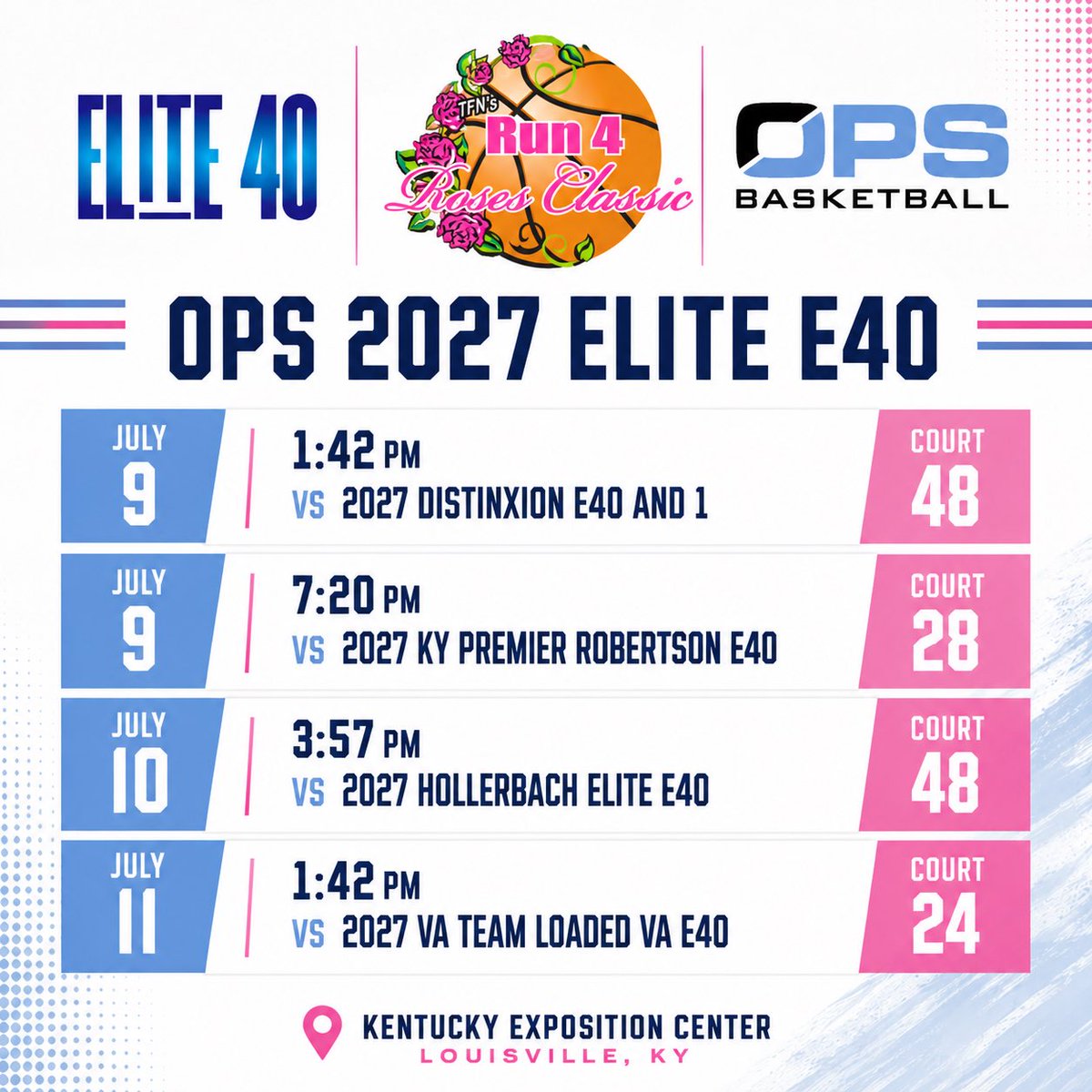 opsbball's tweet photo. 🏀 Elite 40 Circuit here we come!

Our top girls teams are headed back to Louisville, KY this week for the Run 4 Roses Classic—the final stop before the Run 4 Roses Championships.

Good luck to our Elite squads! 💙🤍

#opsbball #Elite40 #Run4Roses #RethinkYourLimits https://t.co/fQaAwpWNI1