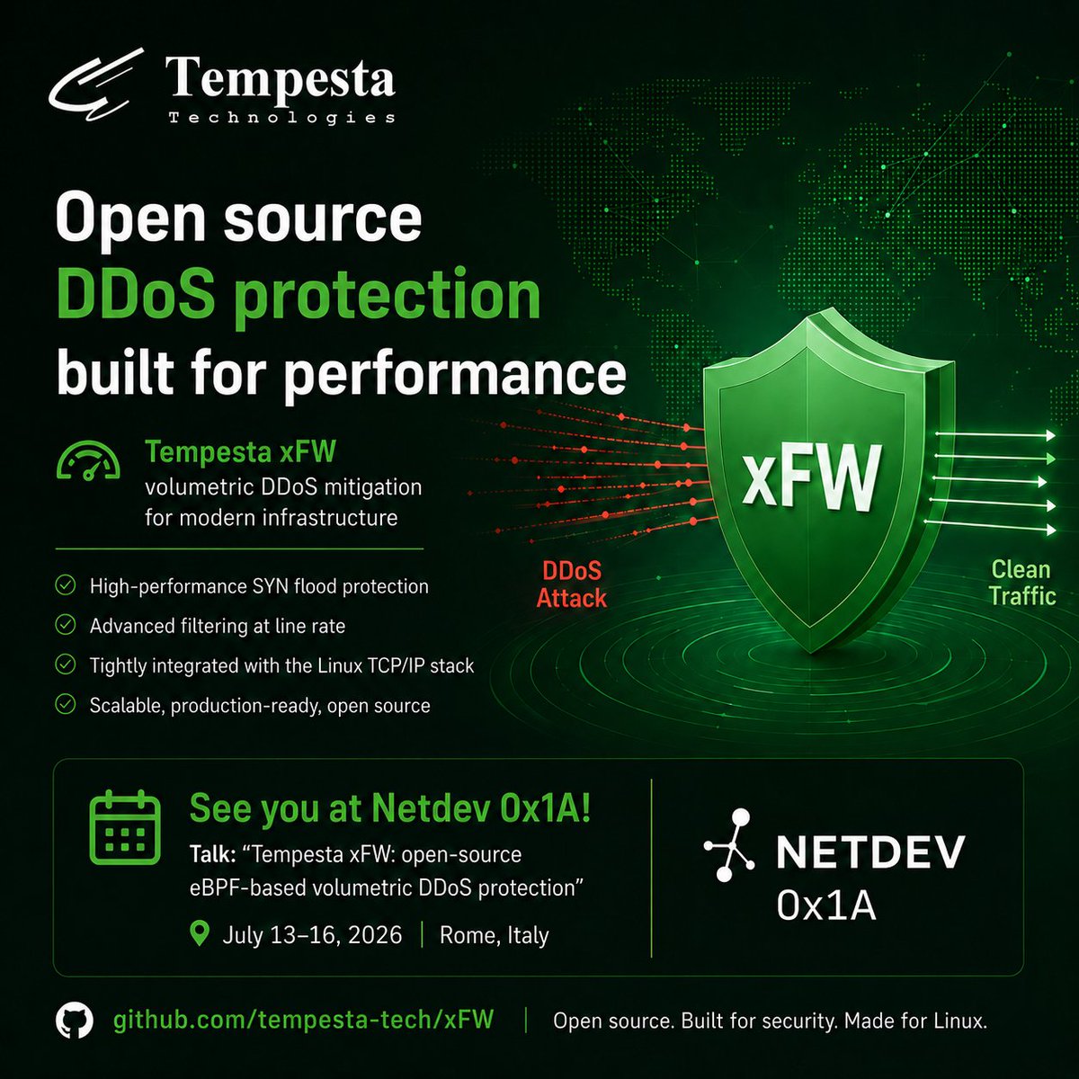 a_krizhanovsky's tweet photo. Tempesta xFW is now fully open source at https://t.co/MSg64w9NHv . #opensource #eBPF #XDP #DDoS #LinuxNetworking https://t.co/2EqK3sGYNe