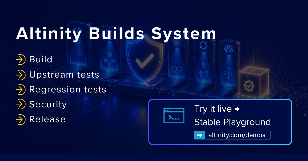 AltinityDB's tweet photo. ⚠️ Every upgrade carries regression risk.

Upstream #ClickHouse® ships monthly, but only 3 latest releases are supported &amp; LTS lasts a year. 

#AltinityStableBuilds go through build, test &amp; security validation, with up to 3 years of support. Try the #demo:
https://t.co/QM1hS8OqTJ https://t.co/HrMZjvvt26