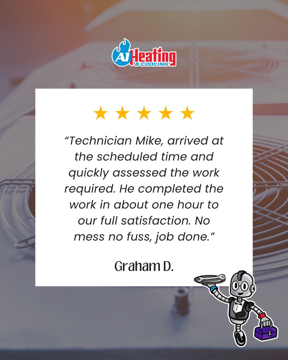 A1Heating_'s tweet photo. Thank you for sharing your experience! We’re pleased to hear the service was professional, thorough, and helpful from start to finish. Providing honest advice and dependable solutions is something we take great pride in.

#CustomerFeedback #TrustedService #SatisfiedCustomer https://t.co/YOSI0qmDY0