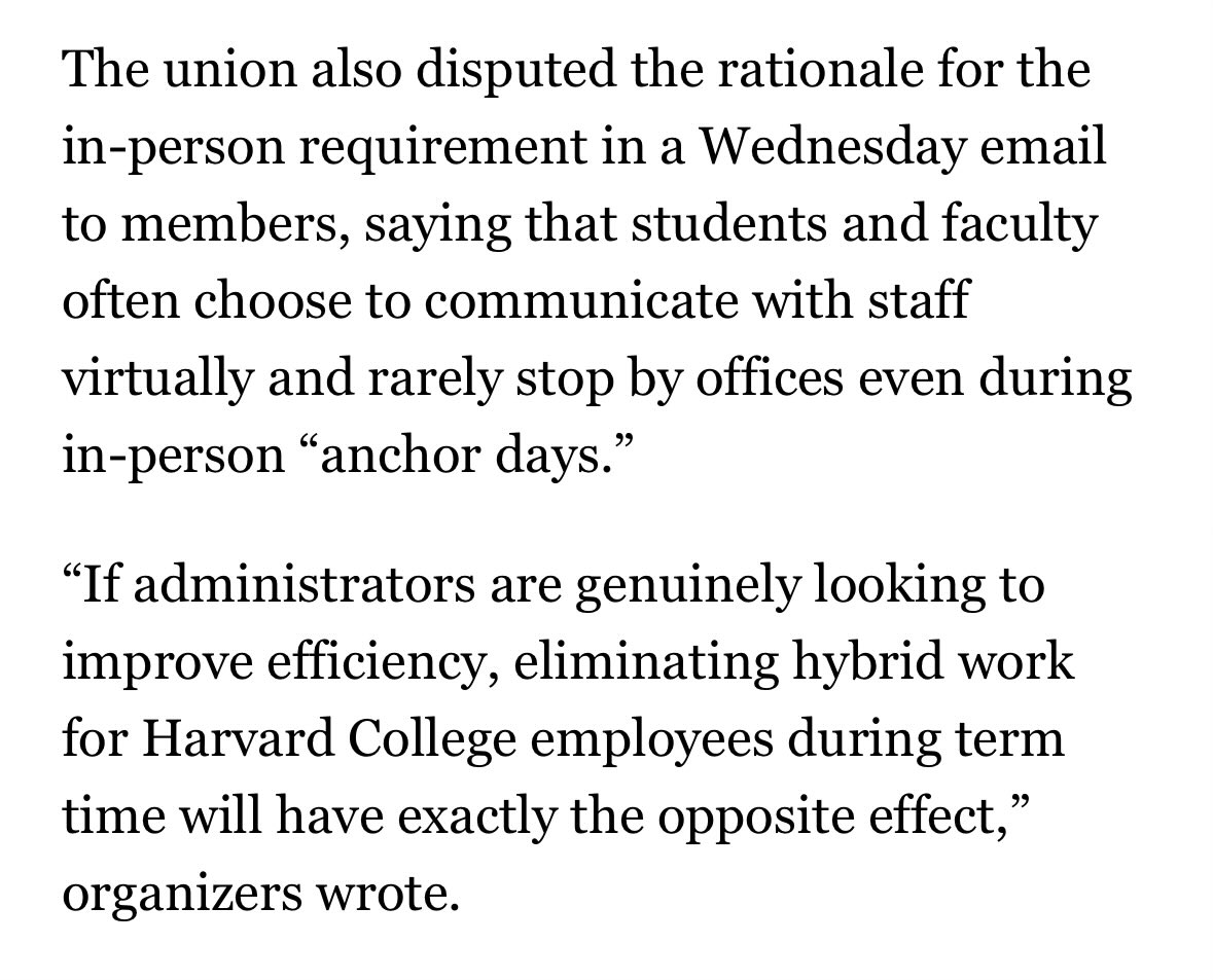 brooksbanderson's tweet photo. SIX YEARS after the pandemic and Harvard administrative staff is still fighting against a requirement to actually show up to work in person. Insane. https://t.co/HakvCeKflt