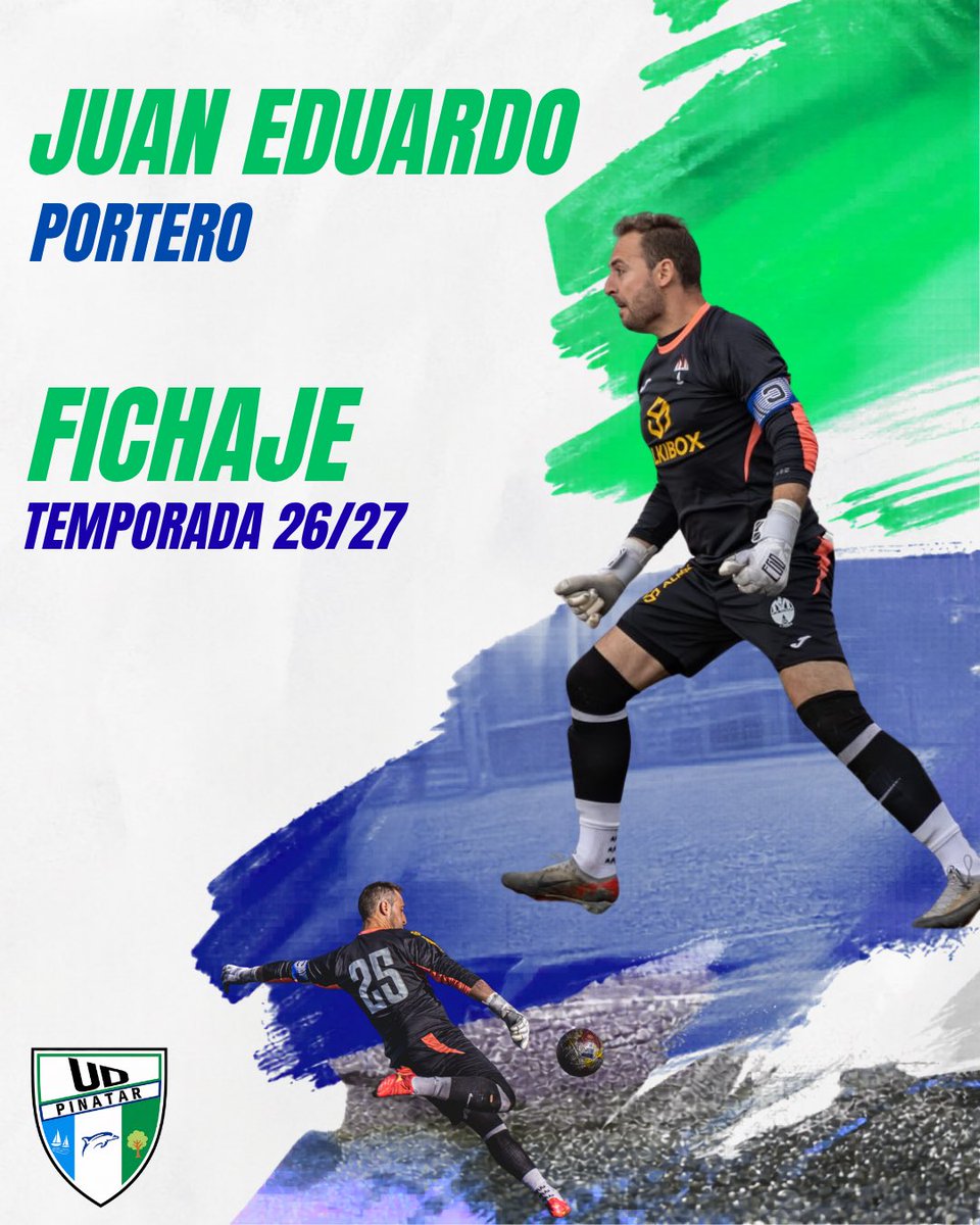 PinatarUD's tweet photo. 📢 FICHAJE

✍️ Juan Eduardo, nuevo fichaje de la UD Pinatar.

Portero con una extensa trayectoria en el futbol murciano.

Su último equipo fue el Algar, donde también consiguió el ascenso a 3ªRFEF, parando un penalti en la semifinal del play off.

¡Muchas suerte Juan Eduardo!🍀 https://t.co/W87CL4tLVJ