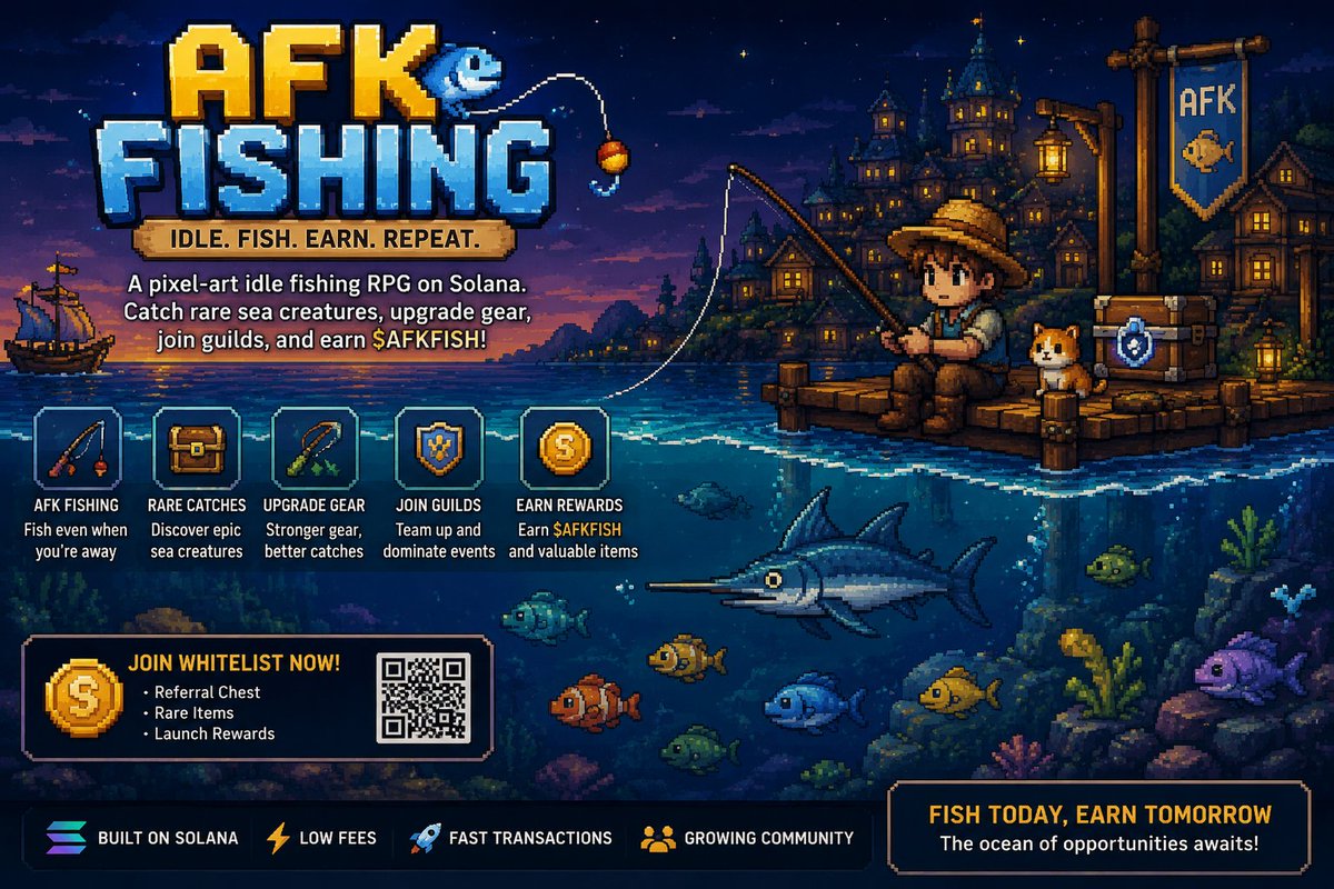 suttonleasu's tweet photo. I'm excited about @afkfishingsol because it combines pixel-art nostalgia, idle gameplay, and Solana's fast ecosystem. Casual games with strong community features have huge potential.
Join me:
https://t.co/NkvKf8t4UH https://t.co/h1iyoIYjKk
