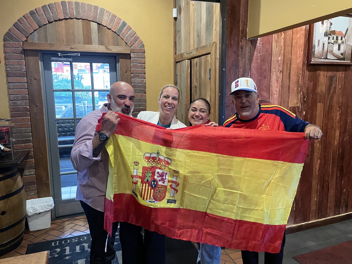 MesonSegovia's tweet photo. Another great turnout for Spain vs. Portugal! 🇪🇸⚽ Spain takes on Belgium THIS Friday at 3 PM ET. Join us for an all-you-can-eat buffet: $50 adults, $30 kids ages 6–12, plus tax and gratuity. Sangria, Estrella Galicia beer, or house wine included! https://t.co/neJJeVz8qG