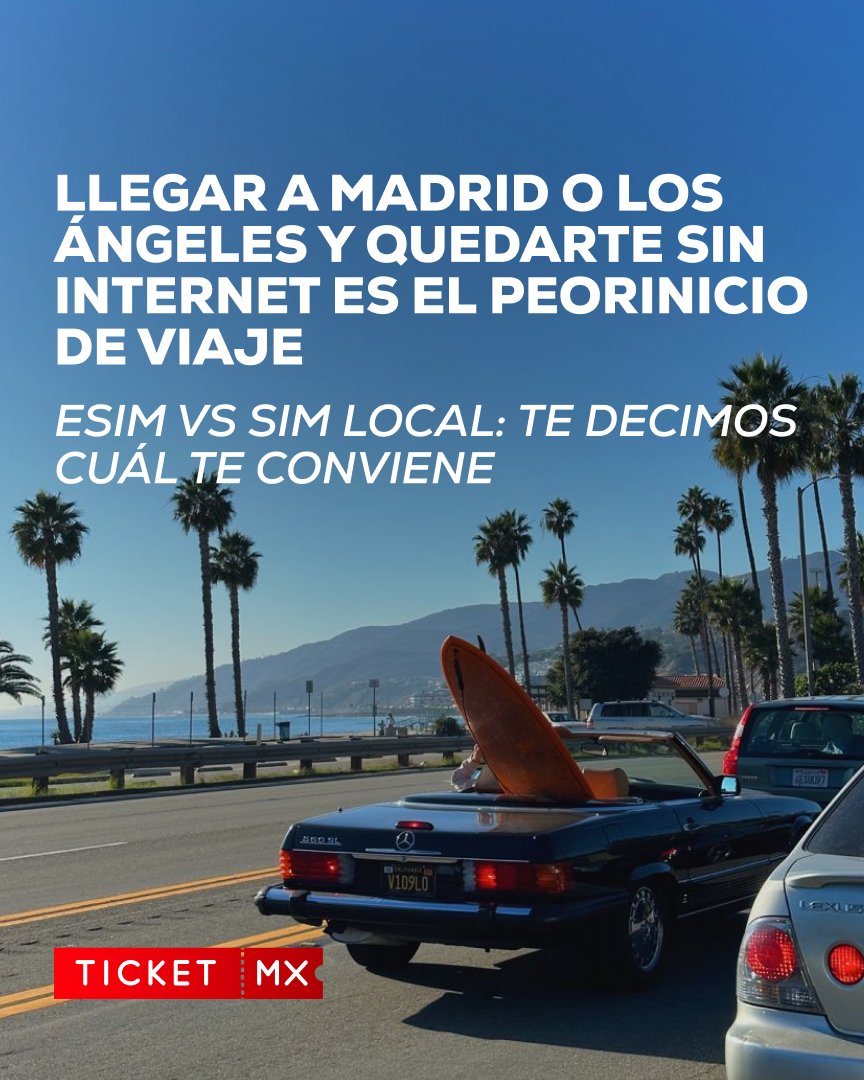 ticket_mx_'s tweet photo. 📱 Viaja conectado desde el primer minuto. Descubre cuándo conviene usar una eSIM o una SIM local y evita gastos innecesarios en roaming✈️
#viajes #eSIM #SIM #internetenviaje #Madrid #LosAngeles #TipsDeViaje https://t.co/03ul4HvVtt