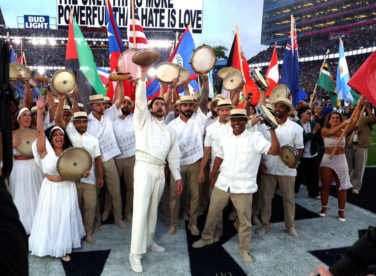 PopCrave's tweet photo. Bad Bunny’s Super Bowl halftime show is the most-nominated halftime show in #Emmys history, with 9 nominations. https://t.co/UybJctOqRF