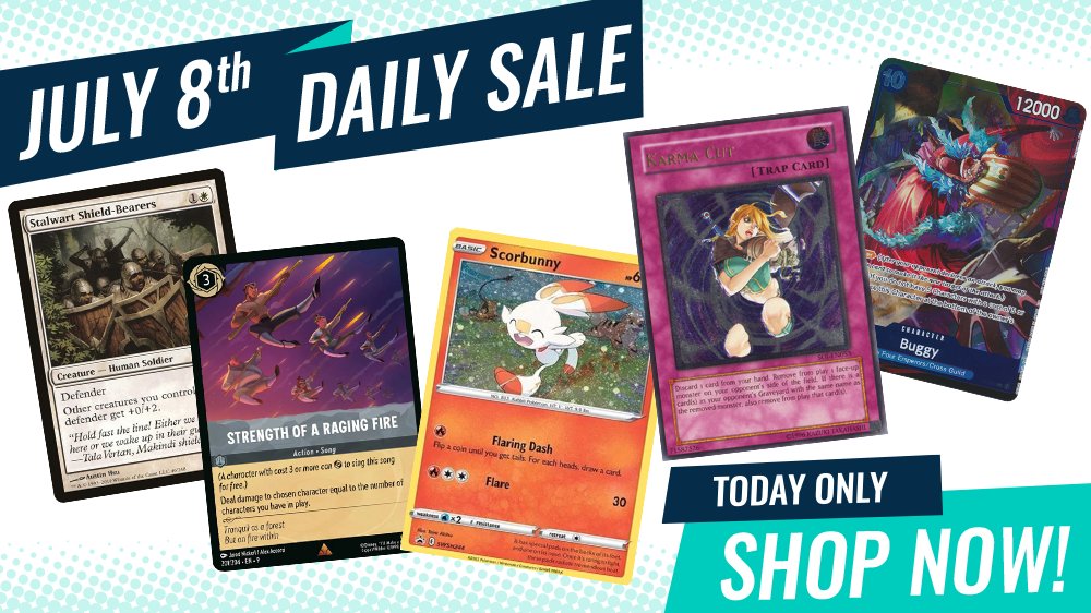 CoolStuffInc's tweet photo. GOING, GOING, GONE! 

Don't miss out on these stellar deals! Find out what #TCG goodies are on sale at 

https://t.co/mrAqi8h3SP https://t.co/gglU3GPZIw