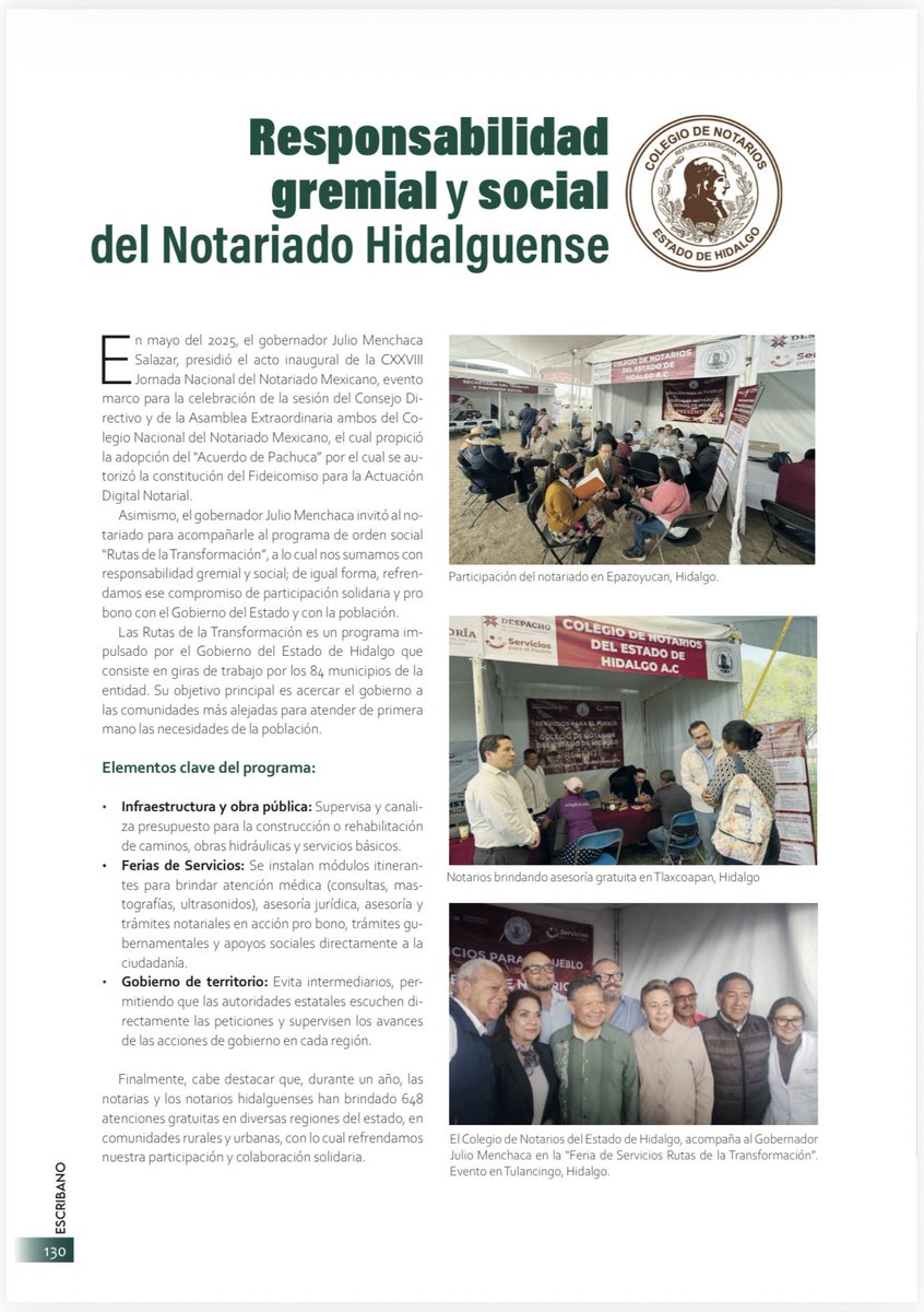 notarioshidalgo's tweet photo. Gracias al @notariadomex por la cobertura al notariado hidalguense en la última edición de la Revista #Escribano 📖

✔️ Celebración del 45 aniversario de nuestro Colegio
✔️ Presencia en las #RutasDeLaTransformación del @gobiernohidalgo 

#ElNotariadoSirviendoAHidalgo 🙌🏻 https://t.co/4Uiox0ks81