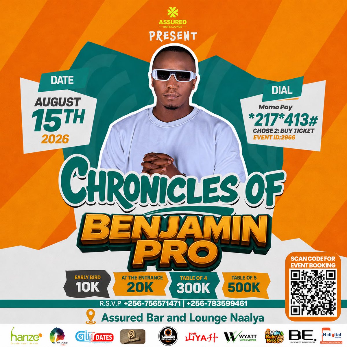 PinnKET_'s tweet photo. Chronicles of Benjamin Pro comes to Assured Bar and Lounge, Naalya on 15th August 2026. 

Buy from PinnKET: https://t.co/3XgwKTxqPr
Or dial *217*413# and choose option 2: Buy Ticket, enter Event ID: 2966
#ChroniclesOfBenjaminPro#PinnKET #FYP #viral#assuredbarandlounge https://t.co/dQn4L2mcPE