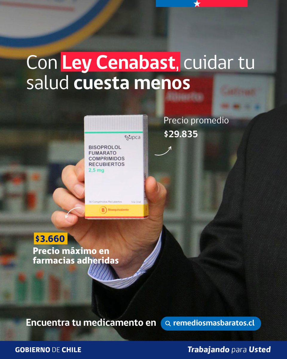 Cenabast's tweet photo. Con la #LeyCenabast, cuidar tu salud cuesta menos✨

Encuentra diversos medicamentos con ahorro de hasta un 80% comprando en farmacias adheridas a la ley. Porque acceder a tratamientos a menor precio y de calidad, sí es posible ❤️‍🩹

📲 Más información en https://t.co/cNXKWnZV0E https://t.co/9iM1EdVbMN