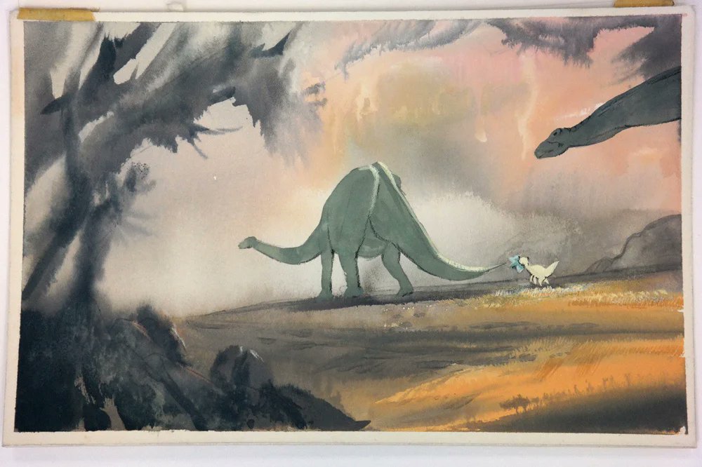 Animated_Antic's tweet photo. Here's some concept art from The Land Before Time. This will always be one of my favorite Don Bluth films because of how sweet it is and how strong the Bambi influence is in this film. https://t.co/1sbozkqAku