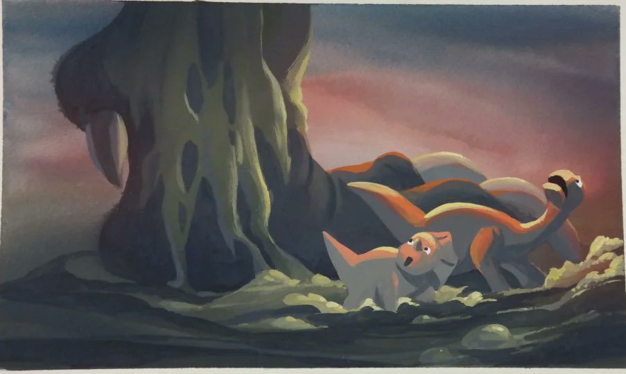 Animated_Antic's tweet photo. Here's some concept art from The Land Before Time. This will always be one of my favorite Don Bluth films because of how sweet it is and how strong the Bambi influence is in this film. https://t.co/1sbozkqAku