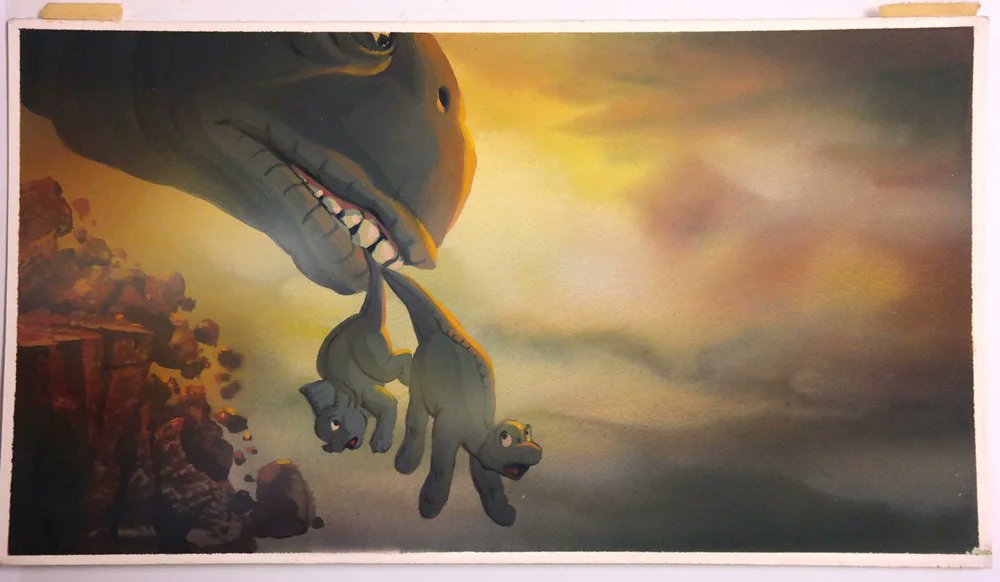 Animated_Antic's tweet photo. Here's some concept art from The Land Before Time. This will always be one of my favorite Don Bluth films because of how sweet it is and how strong the Bambi influence is in this film. https://t.co/1sbozkqAku