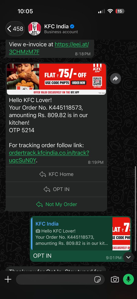 arunmaya007's tweet photo. @KFC_India For last two hours the time kept extending customer care nobody is lifting the call no delivery guy no for this kind of service  you can actually close your indian operation @kfc  app is stuck still food not delivered https://t.co/UOHev8iFlJ