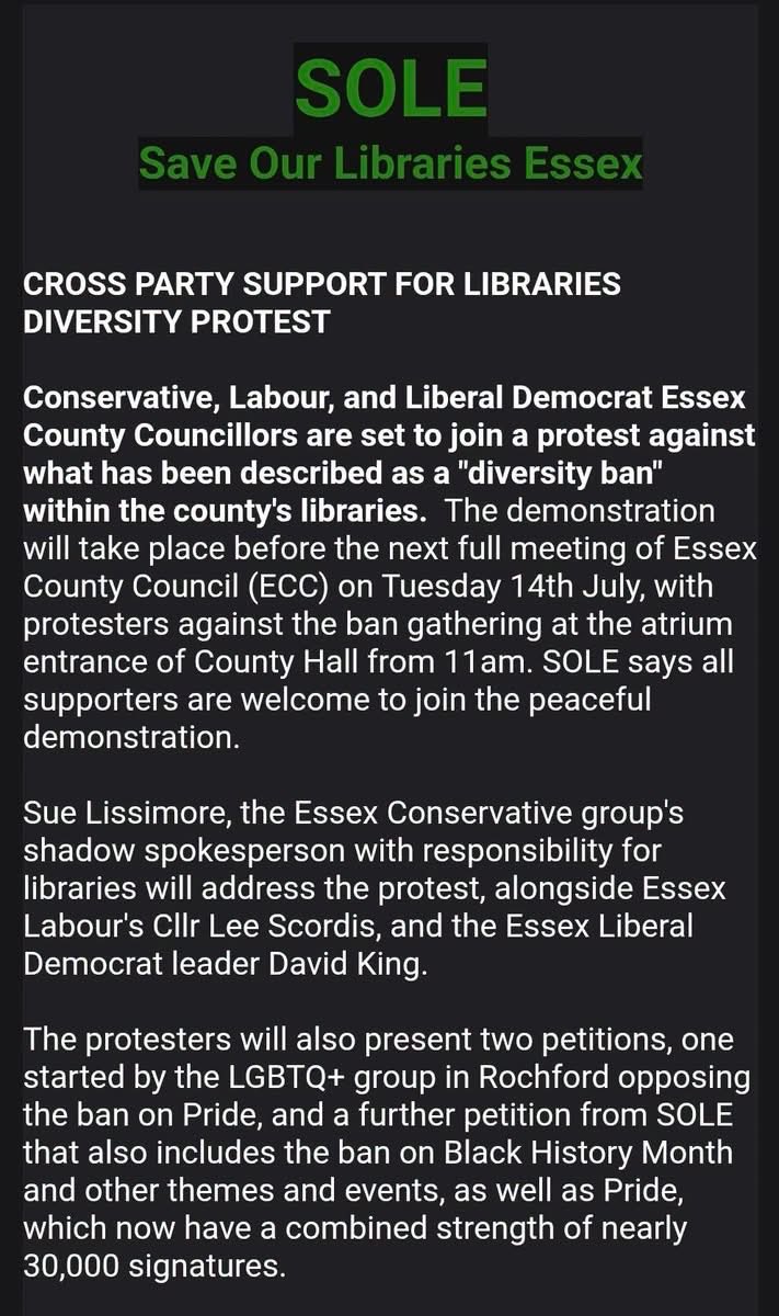 SOLE_Essex's tweet photo. Our latest press release … #Libraries #LibrariesForAll #Essex 
Our #LibrariesForAll petition can be signed here ➡️ https://t.co/WEJqcu1Nms ⬅️ https://t.co/cn6hV9afv0