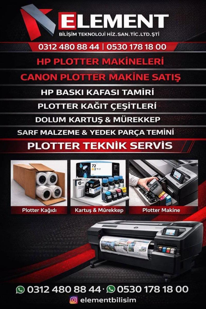 ElementPlotter's tweet photo. Türkiye genelinde profesyonel plotter servisi! Element Plotter ile bakım, onarım ve yedek parça desteğinde hızlı ve güvenilir çözümler.
➡️https://t.co/QbBrfTnGkG
#Plotter #PlotterServisi #Türkiye #HP #Canon #epson https://t.co/5448TJfQaY
