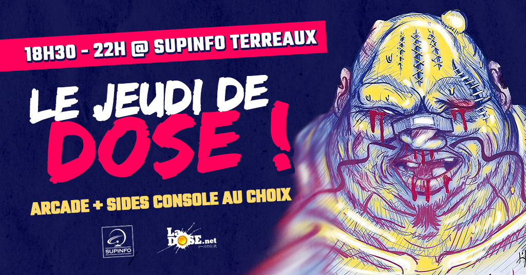 LaDoseNet's tweet photo. On se retrouve ce jeudi 9 juillet pour la bagarre estivale à @SUPINFO_Lyon !

Au programme : de l'arcade, de la console et tous les potes pour se mettre dessus 🥰 https://t.co/rRIZZ9TbtA