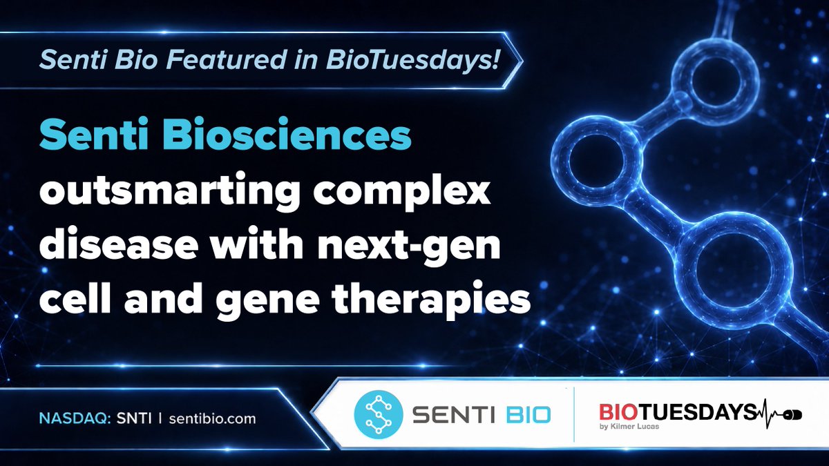 SentiBio's tweet photo. #DidYouSee - BioTuesdays featured our CEO, Timothy Lu! 

He discusses how the Company's Gene Circuit platform is advancing next-generation cell and gene therapies.

Read More: https://t.co/ObFIHOAMKA 

$SNTI #CellandGeneTherapy #Cancer https://t.co/gmVk55hFcn