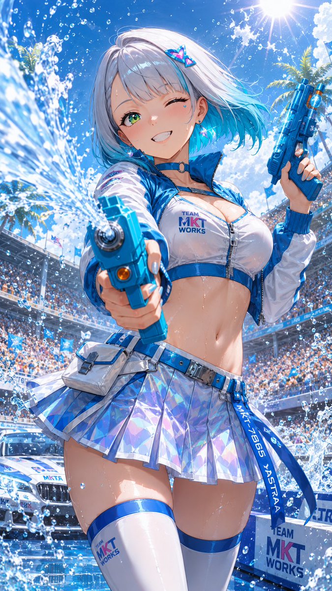 mktcreativework's tweet photo. 皆さん💕おはようございます✨

#AI木曜日のRQ 今週も開催中です✨
今週のテーマは「夏」❣
ということで、
神代家は流川家のみんなと水鉄砲で遊んでます🔫

もちろん今週もイロミライさんとコラボしてます✨
イロミライさんのほうでもぜひ #AI木曜日のRQ で
投稿してね💕見に行くからね😘

さあ今週も盛り上がっていくよー❣

#AstraAIart