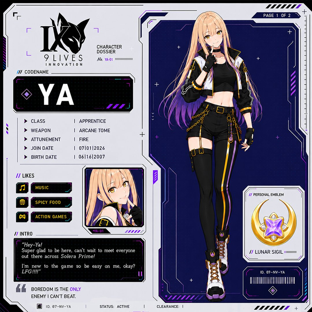 9LInnovation's tweet photo. IXLives Innovations Dossier - Profile I: Abby Ya #9livesInnovation #EchoesofSolera #sliceofYa #characterProfile #characterdesign #dossier #aiassistance https://t.co/4vPnEwj8u9