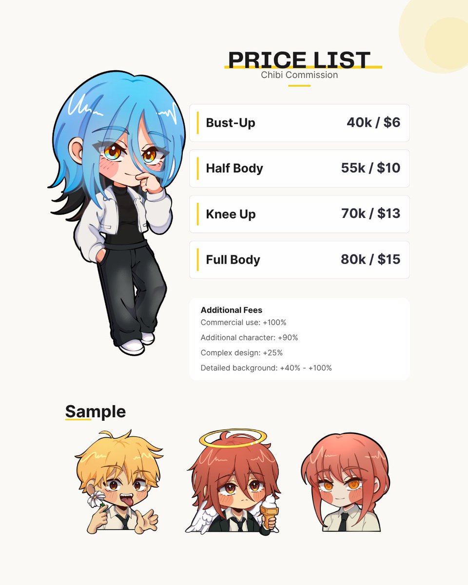 perlii0w0's tweet photo. [Please help RT 🥹🫶]
EMERGENCY COMMISSION OPEN‼️
Haloo, aku lagi kekurangan banget buat bayar biaya kuliah, jadi bisa di bilang ini urgent comms?? :'))

Ya Kalau Minat Bisa DM or cek link di bio ya! Terima kasih!!

#commission #artcommision #urgentcommision https://t.co/3NCkcxlxwr