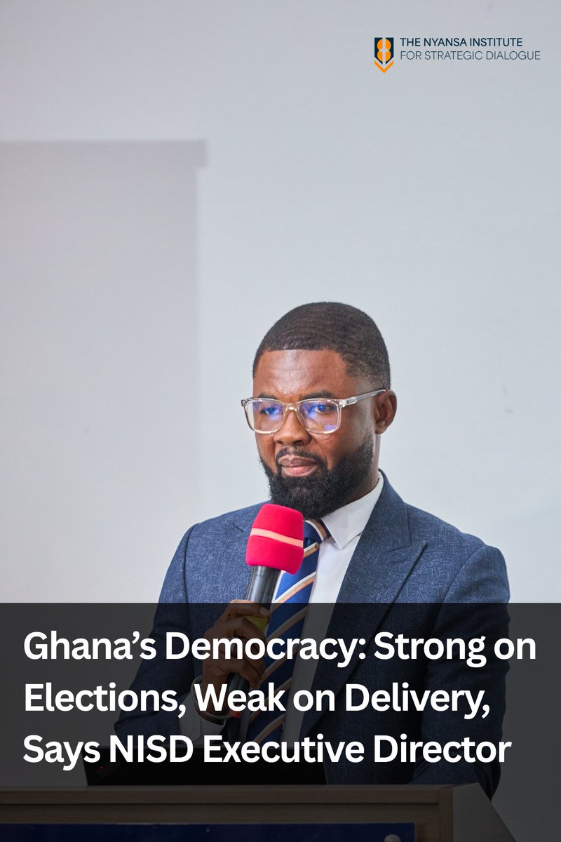 Nyansainstitute's tweet photo. The Executive Director for Nyansa Institute, Samuel Koranteng Adjei, has described Ghana's democracy as strong on elections, but weak on delivery for its people. 

He said this at the second Nyansa Dialogue Series event.

Read more here: https://t.co/8qmnEPWdQK

#NyansaDialogue https://t.co/PLGIlwL254