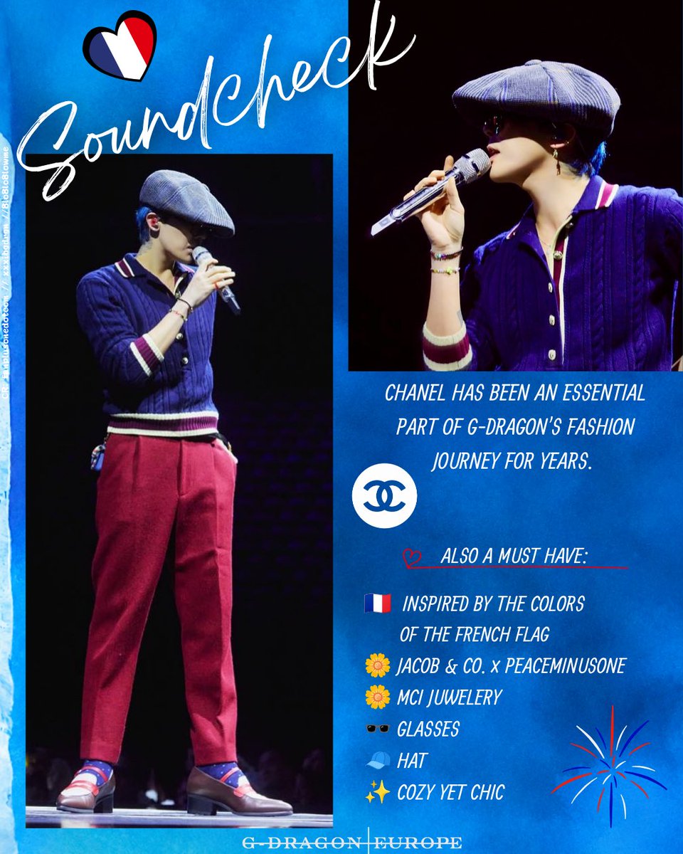 Gdragon_Europe's tweet photo. 🇫🇷 Paris in blue.
From Soundcheck to Send-Off, G-Dragon served effortless style with carefully curated pieces from CHANEL, BODE, Jacob & Co. × PEACEMINUSONE, and more. Which look is your favorite? 💙
#gdragonEuropa #gdragon #gdragonfashion https://t.co/6NcPiQHSnO