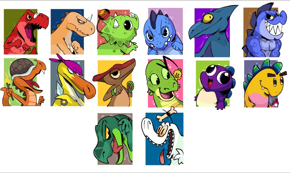 jacare_juca's tweet photo. dino figthers game characters https://t.co/2KD2d7nQJq